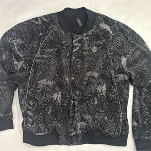 Adidas Basketball Harden Fleece Jacket Bomber Snap Closure Black Size Medium